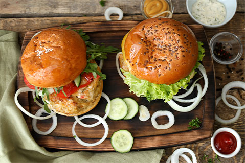Image of two light turkey burgers